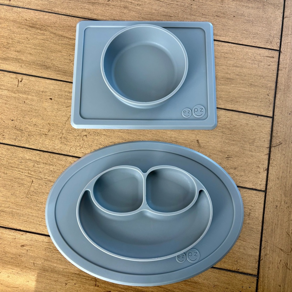 ezpz Grey Suction Bowl & Plate